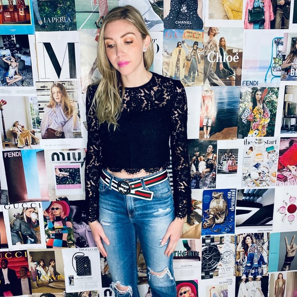 Dian Von Furstenberg Bell Sleeve Black Lace Top - Picture 3 of 13